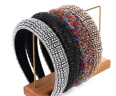 China Bright Colors Hot Sales Bling Rhinestone Designer Fashion Ladies Hair Bands Bling Crystal Headband For Women for sale