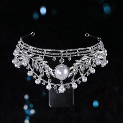 China Designer Rhinestone Shiny Jewelry Encrusted Headband Crystal Bride Hairband Hair Accessories Metal Rhinestone Pearl Wedding Party Headwear For Women Girl for sale