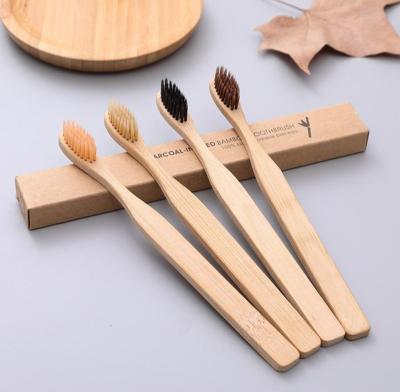 China Custom Made Environmental China Logo Eco Wooden New Personal Portable Travel Charcoal Soft Bamboo Toothbrush for sale