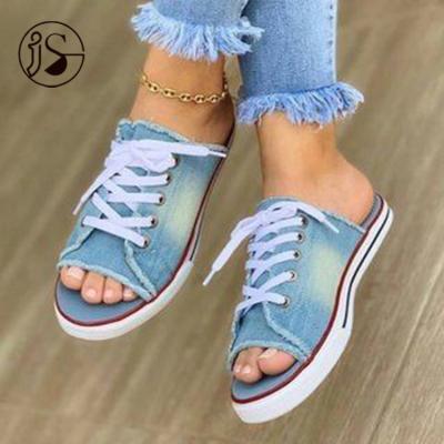 China 2020 Fashion Trend Hot New Summer Aliexpress Foreign Trade Canvas Slippers Korean Ladies Flip Flop Flat Sandals for sale