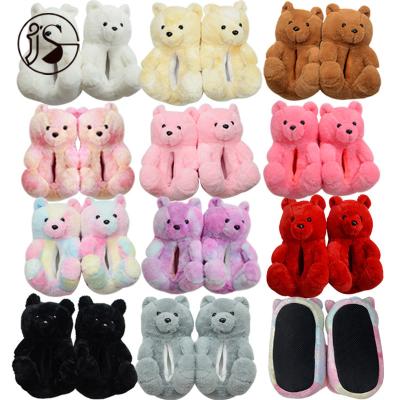 China CUSHIONING new design teddy bear slippers with flat whole sale women lovely teddy bear slippers slides ladies slides for sale