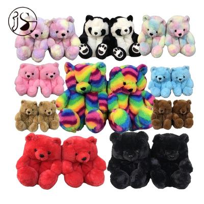 China Fashion Sweat-absorbent 2021 new arrivals scrambled teddy slips new style wholesale plush shoes Bedroom Teddy Bear Slippers for women for sale