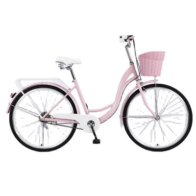 China 26 Inch Vintage Retro Speed ​​Beach Leisure Quality Female City Bike Pink Steel Single Cruiser Bike Wholesale For Women for sale