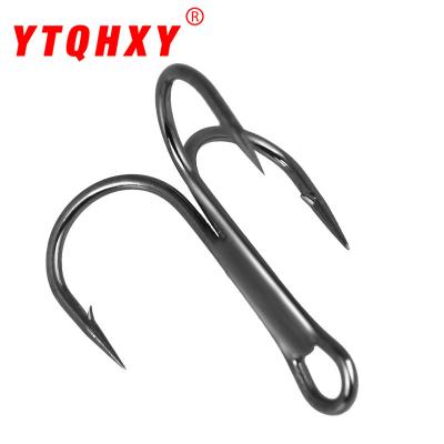 China High Strength 2#4#6#8#10#12# Triple 2#4#6#8#10#12# High Carbon Steel Belt Barb Black Lure Fishing Hook for sale