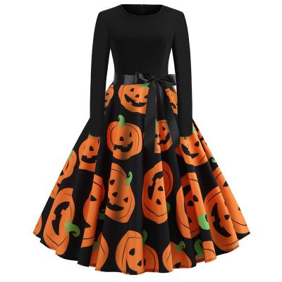 China CA2384A Breathable Most Popular Hot Selling Women New Arrivals Women's Clothing Fall 2021 New Halloween Print Long Sleeve Dress for sale