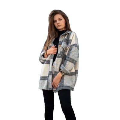 China 2021 long casual women breathable spring sleeve lapel loose women's jacket fashion plaid jacket and coat wholesale for sale