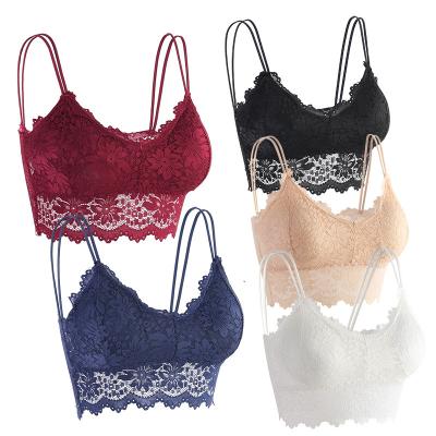 China QUICK DRY Women Lace Up Ultra Thin Sports Bra Panties Sets Beauty Back Wrapped Chest Bra Lingerie Stretch Triangle Cup Padded Underwear for sale