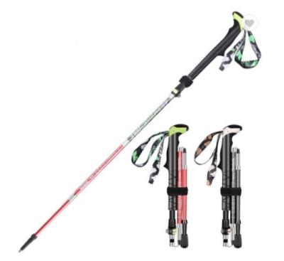 China Outdoor Durable Weightlight Climbing Sticks Hunting 4 Section Aluminum Climbing Sticks Hunting Walking Stick Alpenstock for sale