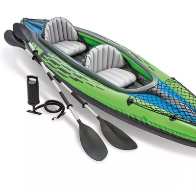 China Fishing Kayak Touring 2-Person Kayak/Kayak Inflatable Canoe Rowing Pontoon Boat Set With Aluminum Oars And High Output Air Pump for sale