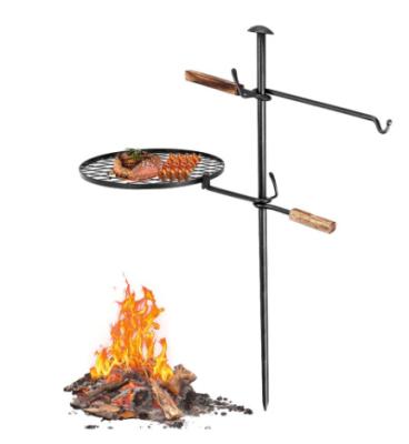 China Outdoor Camping Goods Using Campfire Grill Grate Adjustable Rotating Outdoor Campfire Grill Fire Camping BBQ Rotating for sale