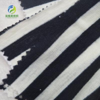 China Anti Pill Knitted Fabric Woolen Jacquard With Vertical Stripe 145g 100%Merino Wool Conductor Knit Fabric For T Shirt for sale