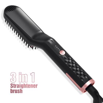 China Hotel Top Selling Enhanced Ceramic Straighten Paddle Straight Comb Home Use Hair Straightener Brush Private Label for sale