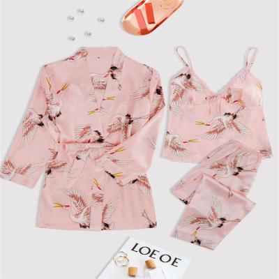 China QUICK DRY Manufacturer Customization Hot New Retail Products Four Pieces Sets Women Summer Homewear Bridal Robe Silk Bathrobe for sale