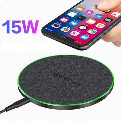 China 2022 Mobile Phone Cloth Alloy Qi Qi Battery LED USB C Charging Pad For Oppo 15W Pro Fast Charging Wireless Charger iPhone 13 12 Power Adapter for sale