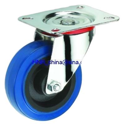 China Rigid Blue Elastic Rubber Wheel Industrial Caster Wheel Swivel for sale