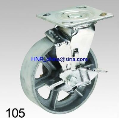 China Building Material Shops 100MM-200MM Heavy Duty Industrial Cast Iron Wheel Caster Wheel With Brake for sale