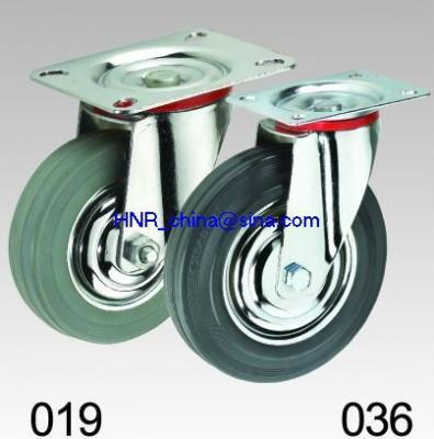 China Industrial black or gray rubber wheel caster wheel rigid or fixed swivel or swivel with brake for sale