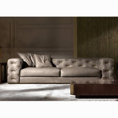 China Modern buttonmatte hot luxury ecology metal design upholstery sales sofa set furniture Italian leather design for sale