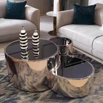 China Italian Luxury High Quality Artificial Marble Double Design Round Table Tea Couchtisch Modern Modern Coffee Table For Living Room for sale