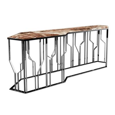 China Light Luxury Metal Foshan Furniture Stainless Steel Hallway Console Table for sale