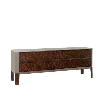 China Italian Design Furniture Burl Wood Veneer Made Modern Multifunctional Light Luxury Sideboard With Four Cabinet for sale