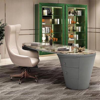 China Executive Office Desk Luxury Boss Office Stainless Steel Table Office Furniture Luxury Modern Marble Director Office for sale