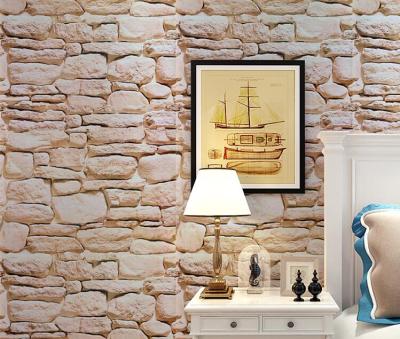 China Self Adhesive Embossing PVC Moisture Proof Wallpaper Brick Wall Panel for sale