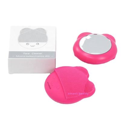 China Portable Silicone Facial Massager Gift Omanli Protection Silicone DEEP CLEANSING Facial Massage Scrub With Mirror for sale