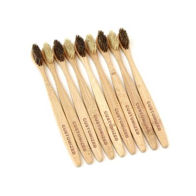 China OEM Eco Friendly Zero Waste Bristle Charcoal Bamboo Wooden Toothbrush for sale