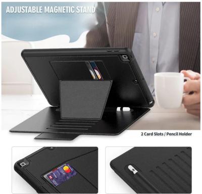 China Waterproof PU Leather Case For iPad 10.2 Inch Adjustable Stand Rugged Pencil Holder Card Slot Magnetic Flip Cover for sale