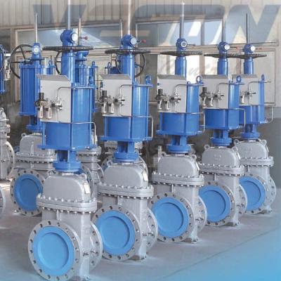 China Carbon Steel Pneumatic Gate Valve Actuator Emergency Drain Valve With Pneumatic Actuator for sale