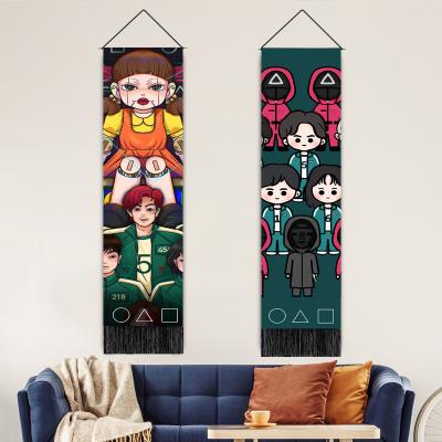 China Custom Plain 3D Wall Hanging Printing Game Korean Tapestry Wholesale Cartoon Character Tapestry for sale