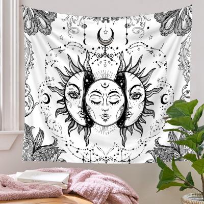 China YOUJU FILE in Sun Running White Psychedelic Colorful Moon Black Witchcraft 3d Vintage Trippy Religious Tapestry for sale