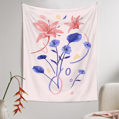 China YOUJU Traditional To Current Beauty 3D Digital Printed Floral Plant Art Wall Tapestry Wall Hanging For Living Room for sale