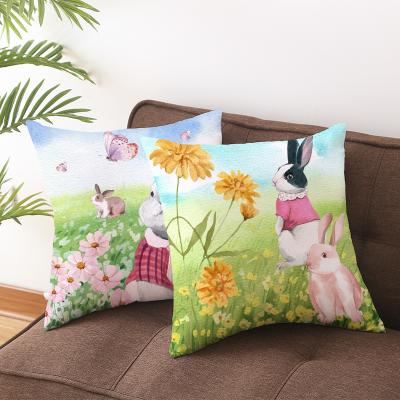 China 2022 Wholesale PORTABLE Easter Egg Bunny Decoration Children's Gift Green Bulk Velvet Cushion Covers 45x45 for sale