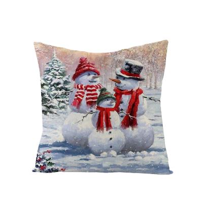 China Decorative PORTABLE Watercolor Design Christmas Linen Decorative Nordic Custom Printing Cushion Cover for sale