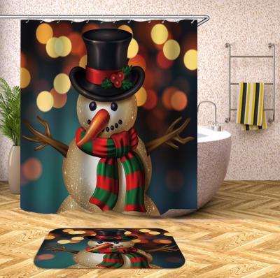 China Customized Print Polyester Bathroom Sublimation Hotel Thick Christmas Stitch Viable Nordic Shower Curtain for sale