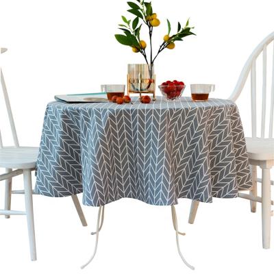 China Waterproof Gray Geometric Polygon Chinese Round Banquet Table Covers Tablecloth for sale