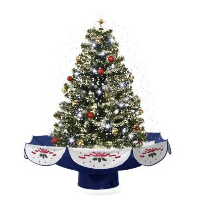 China Best Selling Christmas Indoor Decoration Christmas Tree 75cm Blue PVC Led Light Snowfall Christmas Tree With Umbrella Base for sale