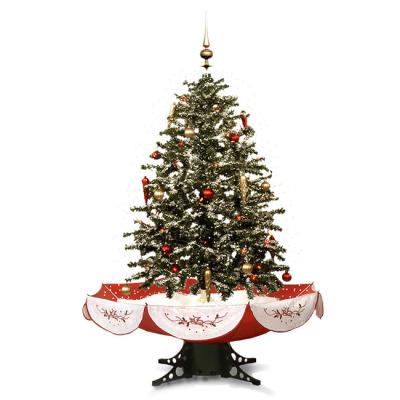 China Wholesale Artificial Lighted Musical Snowfall Fountain Singing Umbrella Base Christmas Umbrella Christmas Tree Electric Snow for sale