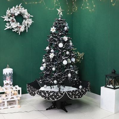 China New Tall Umbrella Base 1.9m Black Christmas Tree With Snow For Indoor Christmas Decoration for sale