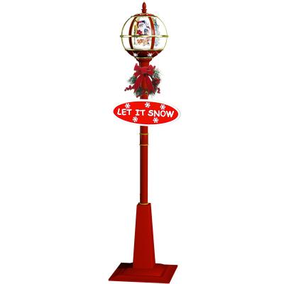 China Snowfall Lighting Snowfall Christmas Lamp Post Snow Globe Lamp Christmas Winter Festival Xmas Musical Outdoor Decorative Christmas Lamps for sale