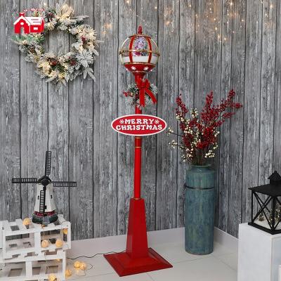 China Christamas Home Decoration Street Light Christmas Light Indoor Decoration Led Snowfall With Music Vertical Street Light Ball Snowfall Lamp for sale