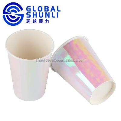 China Shunli Biodegradable Global Custom Disposable Eco Friendly Iridescent Paper Cups for sale