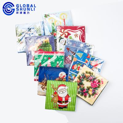 China Shunli Printed Decorative Paper Napkins Global Cocktail Napkins Party Wedding Napkins Floral Wildflowers for sale