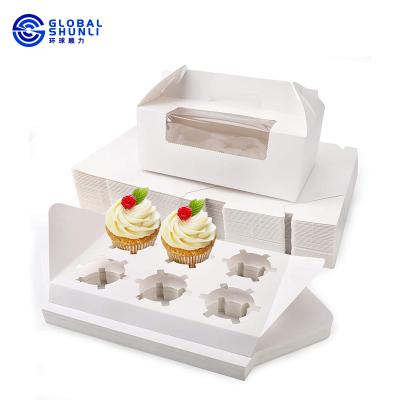 China Wholesale Recycled Clear Materials Shunli Cupcake Box 6 Global Cupcake Paper Gift Box Takeout Cupcake Boxes With Window for sale