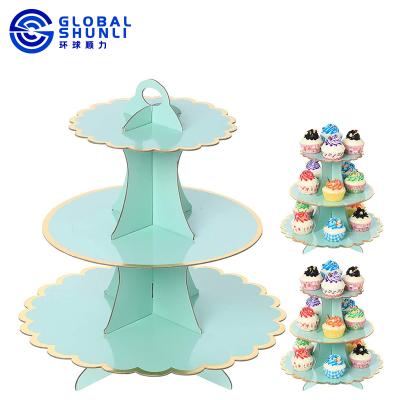 China Disposable Shunli 3-Tier Cardboard Cupcake Stands Wedding Rack Cake Decoration Wholesale for sale