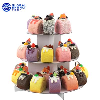 China Cupcake Display Overall Shunli 3-Tier Cardboard Cupcake Stands Cupcake Disposable Paper Holder Towers Cake Stand Set for sale