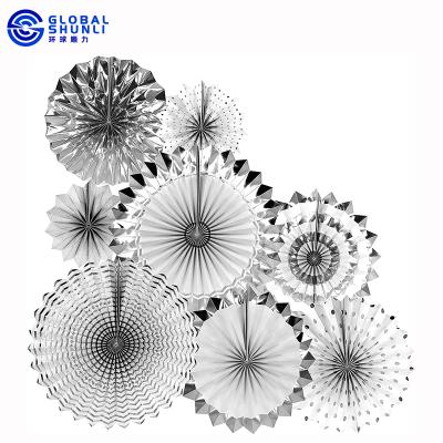 China Home Overall Decoration Party Decoration Shunli Paper Fans Hanging Decorative Silver for sale