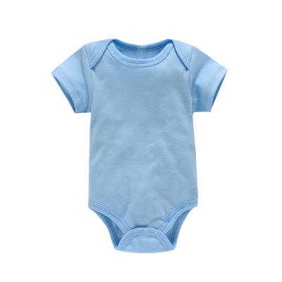 China Baby clothes with button 2023 summer wholesale pure color baby short sleeve romper for sale